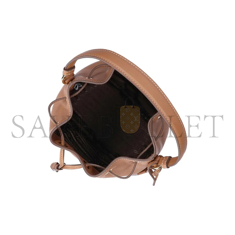 Pra*a calfskin leather bucket bag 1be067 (19.5*15.5*10cm)